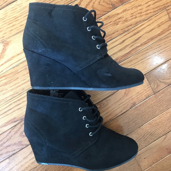Black Wedge Booties - Picture 2 of 3